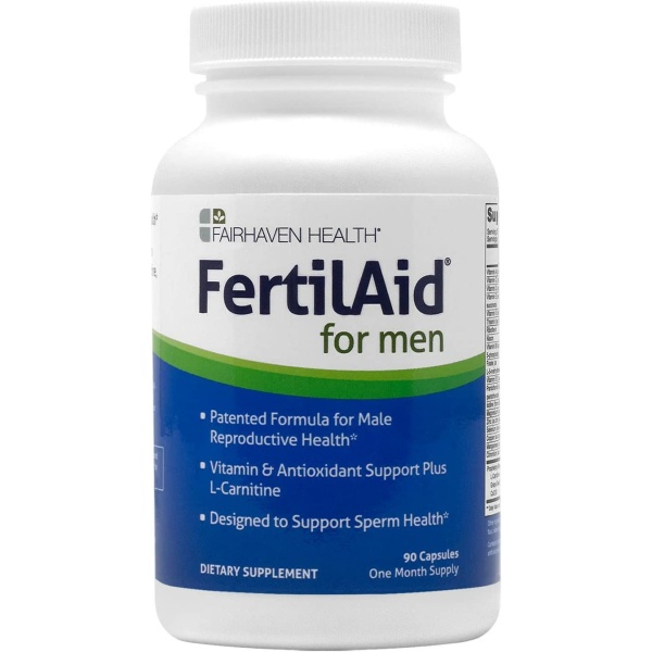 FAIRHAVEN HEALTH FertilAid for Men: Male Fertility Supplement to Support Healthy Sperm Count, Motility, and Morphology فيرتل اد للرجال ، مكمل الخصوبه الذكورى ، لتحسين صحة الحيوانات المنوية وحركتها وتشكلها ، 90 كبسولة