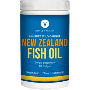 Antler Farms - 100% Pure Wild Caught New Zealand Fish Oil from Deep Ocean, Cold Water Fish, 120 Softgels - Clean, Fresh Omega-3 EPA + DHA Supplement, Keto Friendly, Super Clean