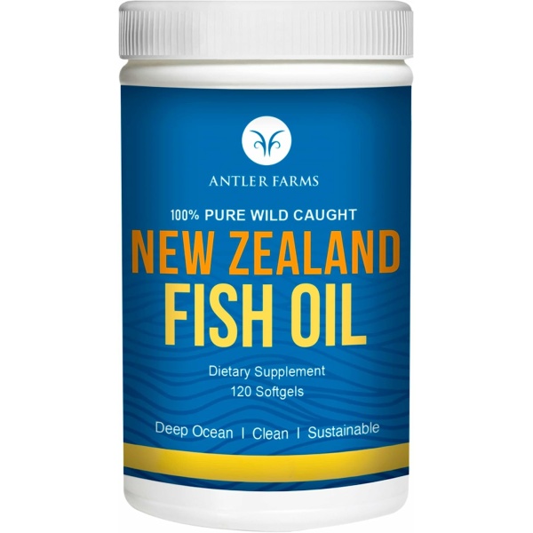 Antler Farms - 100% Pure Wild Caught New Zealand Fish Oil from Deep Ocean, Cold Water Fish, 120 Softgels - Clean, Fresh Omega-3 EPA + DHA Supplement, Keto Friendly, Super Clean